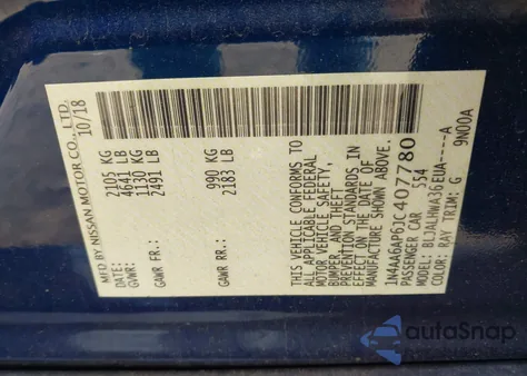 2018 Nissan Maxima 3.5 Platinum z USA, uszkodzony, nr VIN 1N4AA6AP6JC407780